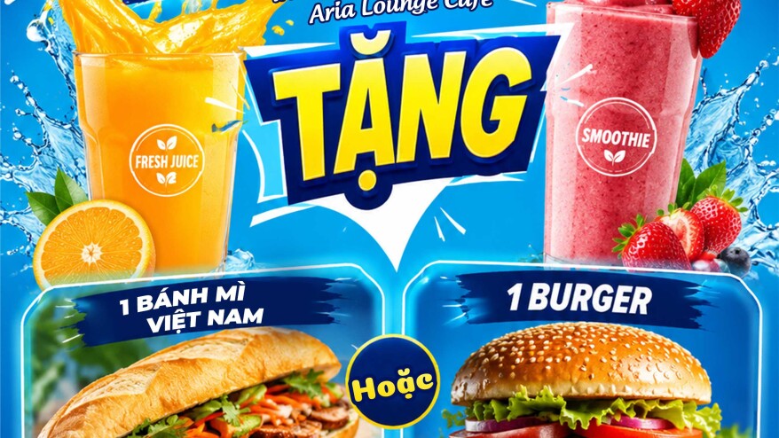 COMBO ƯU ĐÃI MÙA HÈ: MUA 1 LY NƯỚC ÉP HOẶC SINH TỐ TẶNG NGAY 1 BÁNH MÌ VIỆT NAM HOẶC 1 BURGER