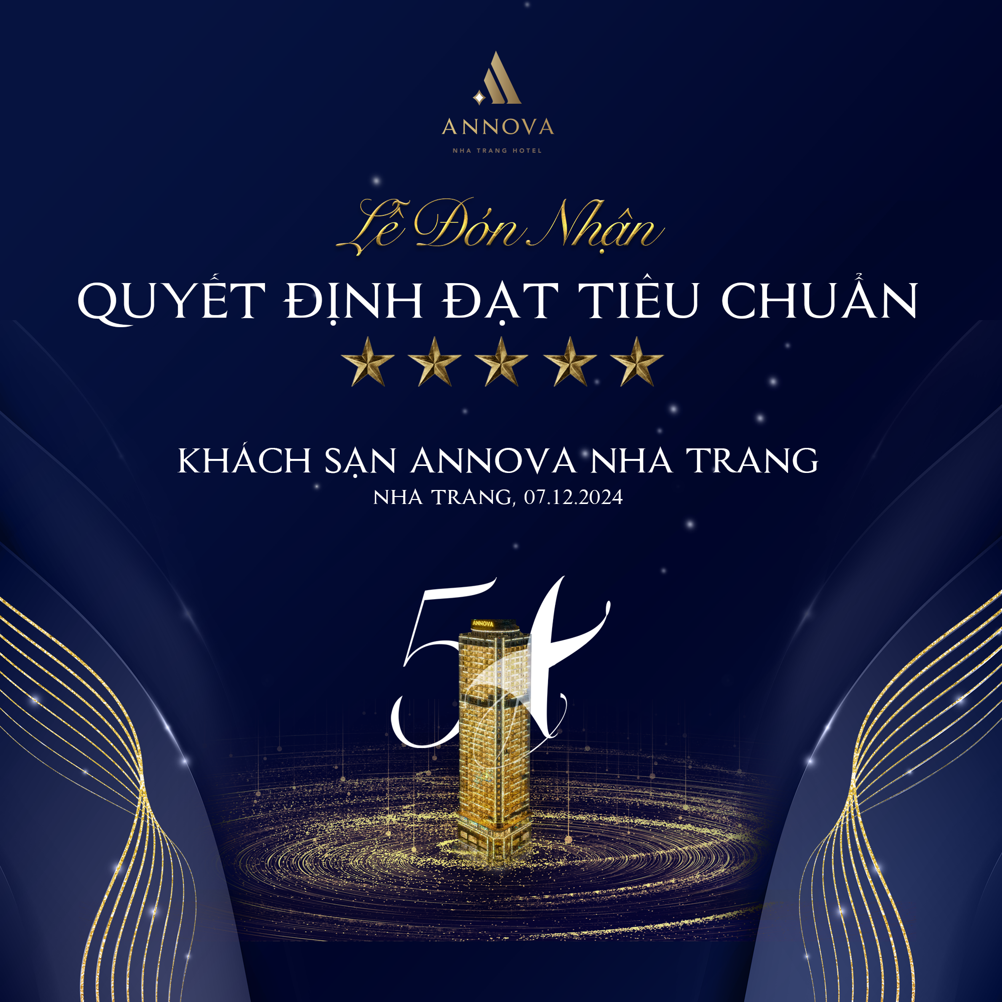 ANNOVA NHA TRANG HOTEL HAS BEEN RECOGNIZED AS A 5-STAR STANDARD BY THE VIETNAM NATIONAL ADMINISTRATION OF TOURISM ⭐️